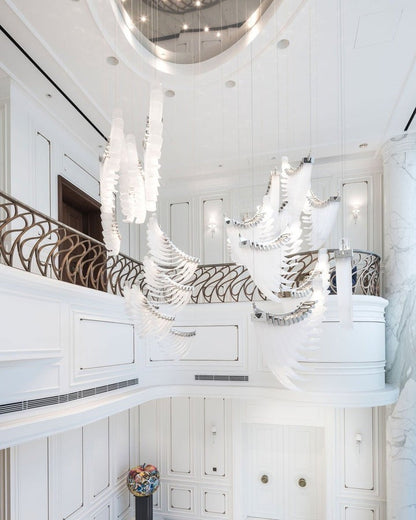 Feathered Glass Wing LED Chandelier