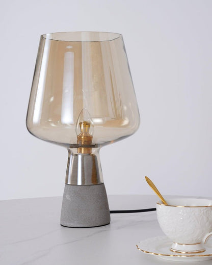 Flame-Inspired Concrete & Glass Table Lamp