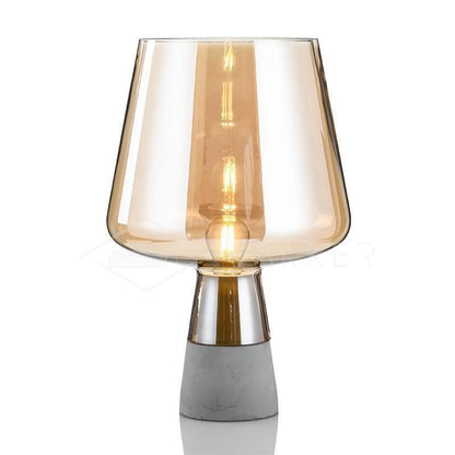 Flame-Inspired Concrete & Glass Table Lamp