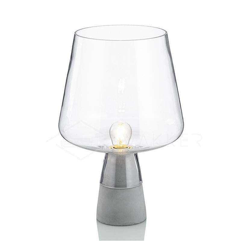 Flame-Inspired Concrete & Glass Table Lamp