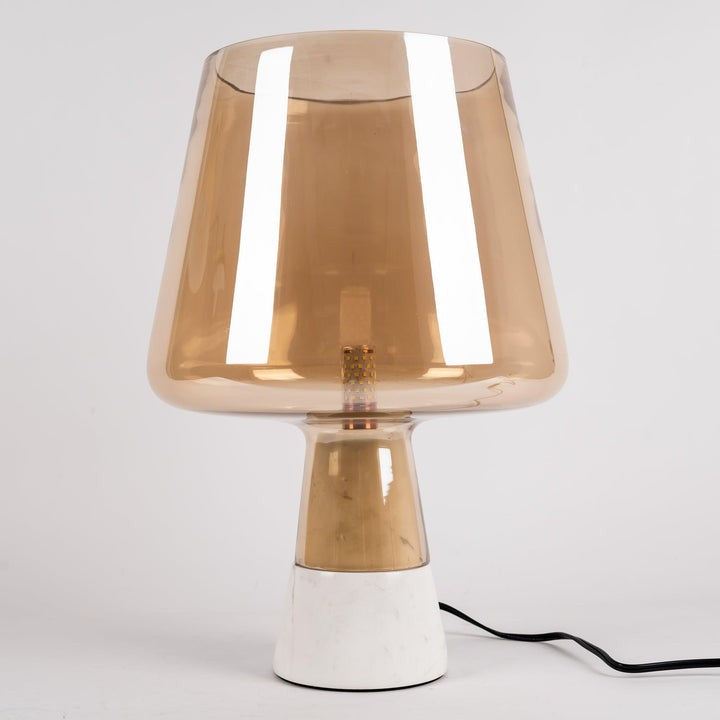 Flame-Inspired Concrete & Glass Table Lamp