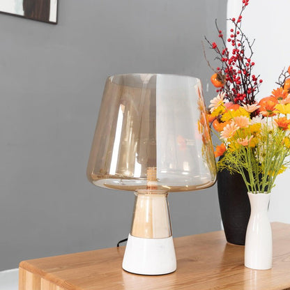 Flame-Inspired Concrete & Glass Table Lamp