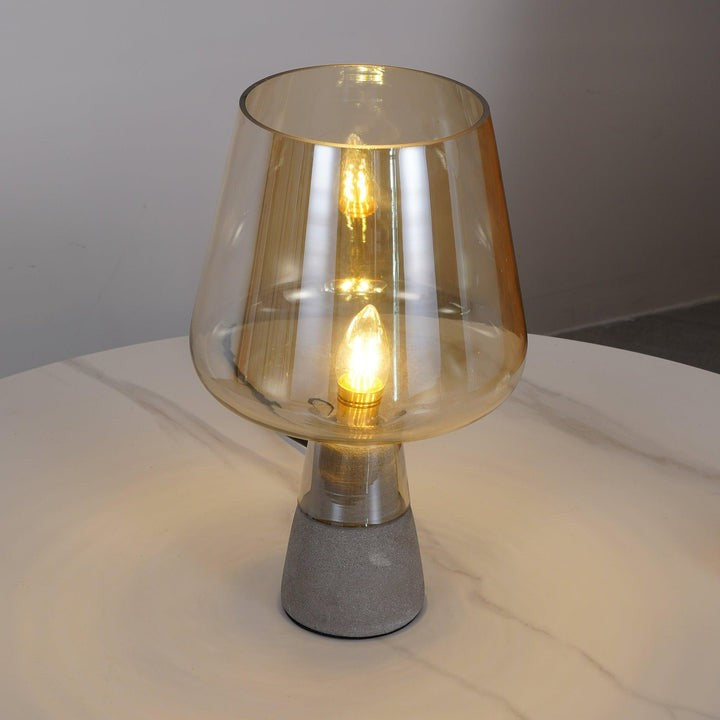 Flame-Inspired Concrete & Glass Table Lamp