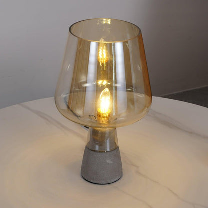 Flame-Inspired Concrete & Glass Table Lamp