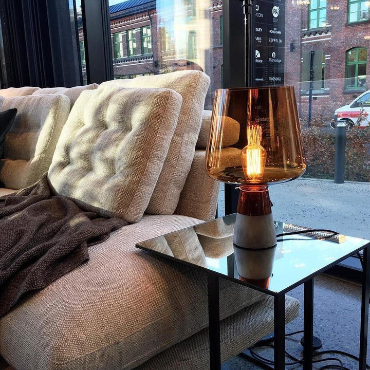 Flame-Inspired Concrete & Glass Table Lamp