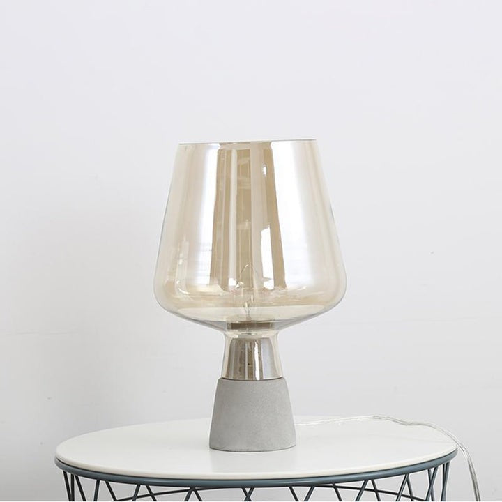 Flame-Inspired Concrete & Glass Table Lamp