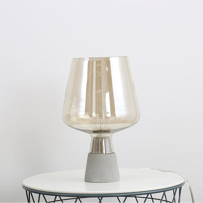 Flame-Inspired Concrete & Glass Table Lamp