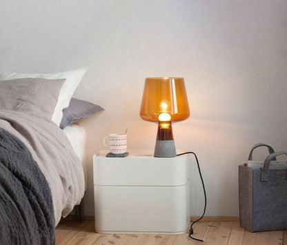 Flame-Inspired Concrete & Glass Table Lamp