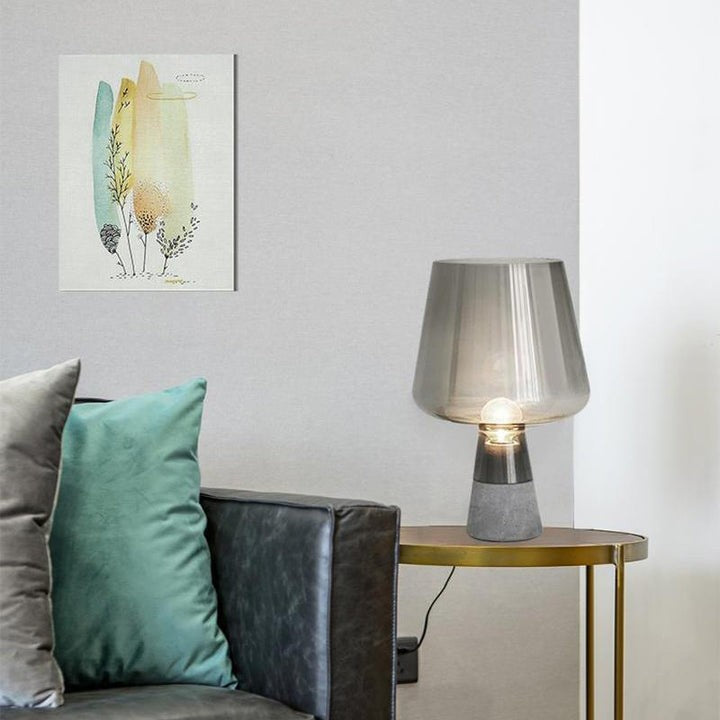 Flame-Inspired Concrete & Glass Table Lamp