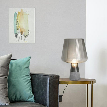 Flame-Inspired Concrete & Glass Table Lamp