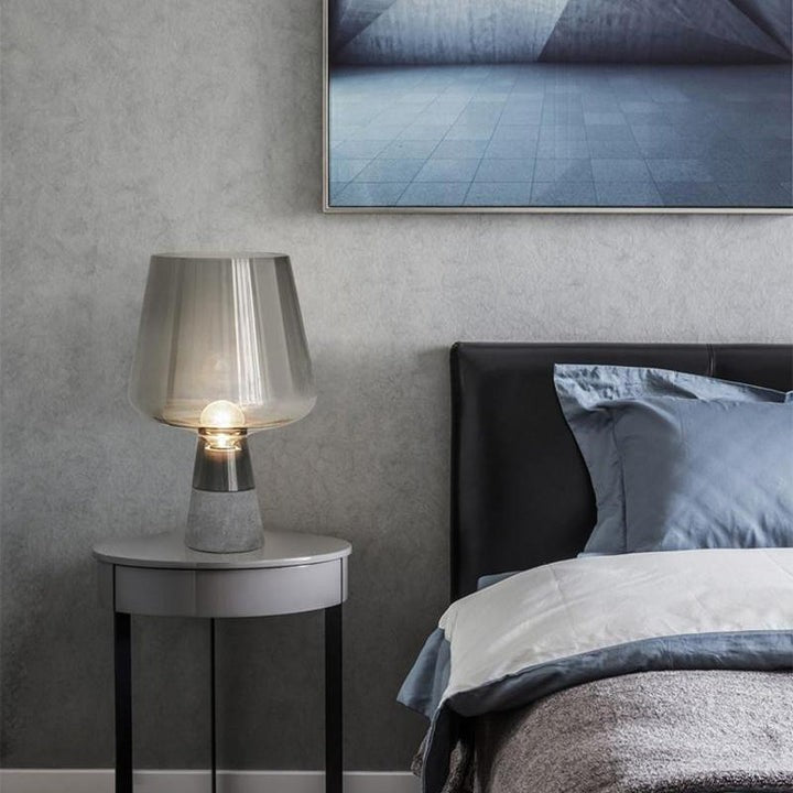 Flame-Inspired Concrete & Glass Table Lamp