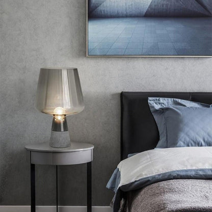 Flame-Inspired Concrete & Glass Table Lamp