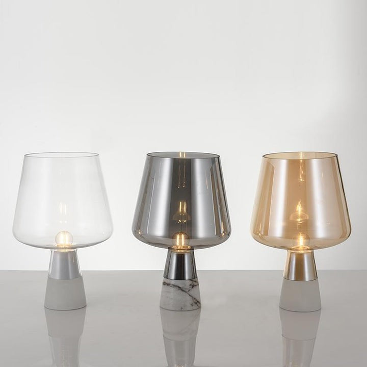 Flame-Inspired Concrete & Glass Table Lamp