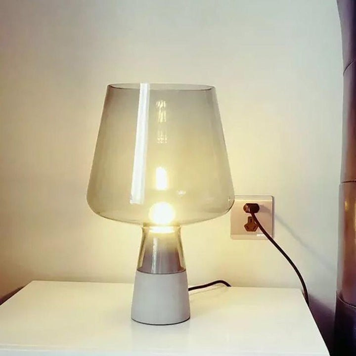 Flame-Inspired Concrete & Glass Table Lamp