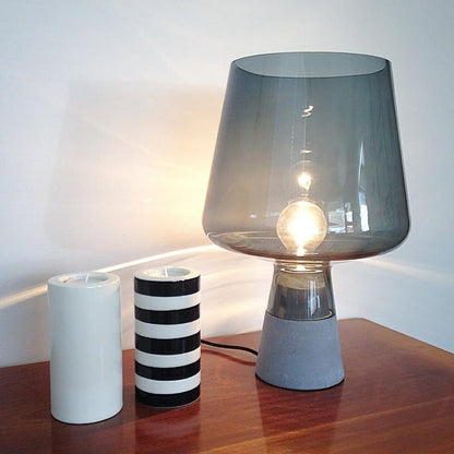 Flame-Inspired Concrete & Glass Table Lamp