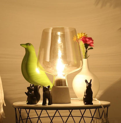 Flame-Inspired Concrete & Glass Table Lamp