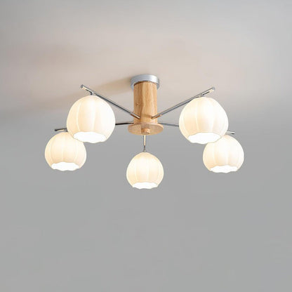 Floral Bud Glass Ceiling Light Fixture