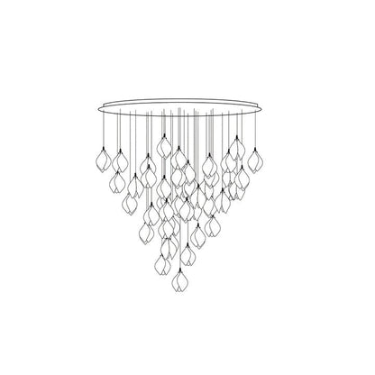 Floral Ceramic & Brass Pendant Light with Adjustable Hanging
