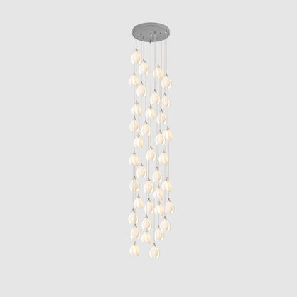 Floral Ceramic & Brass Pendant Light with Adjustable Hanging