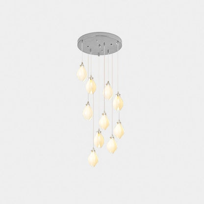 Floral Ceramic & Brass Pendant Light with Adjustable Hanging