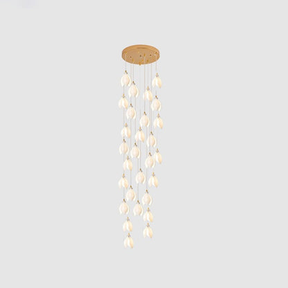 Floral Ceramic & Brass Pendant Light with Adjustable Hanging