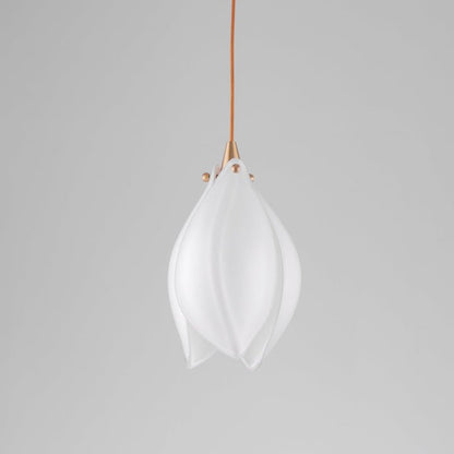 Floral Ceramic & Brass Pendant Light with Adjustable Hanging