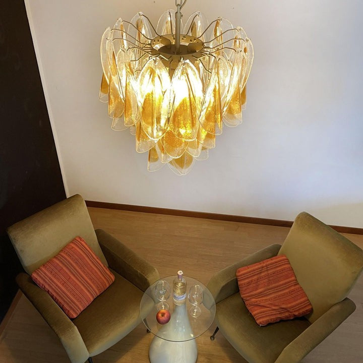 Floral Glass Petal LED Chandelier