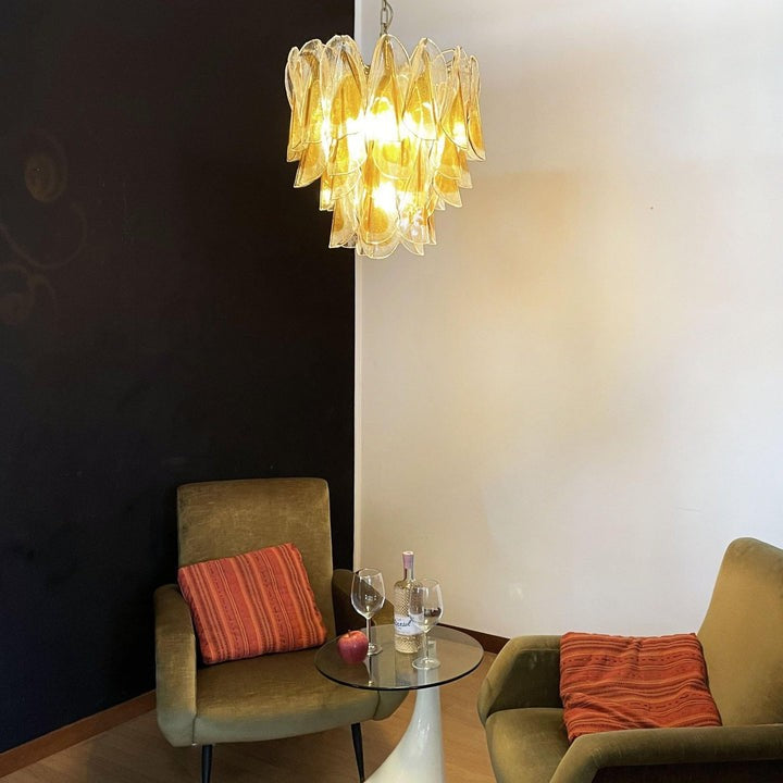 Floral Glass Petal LED Chandelier