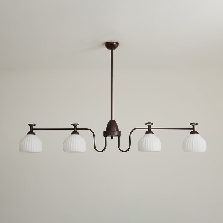 Floral Glass Shade Chandelier – Modern LED Ceiling Light