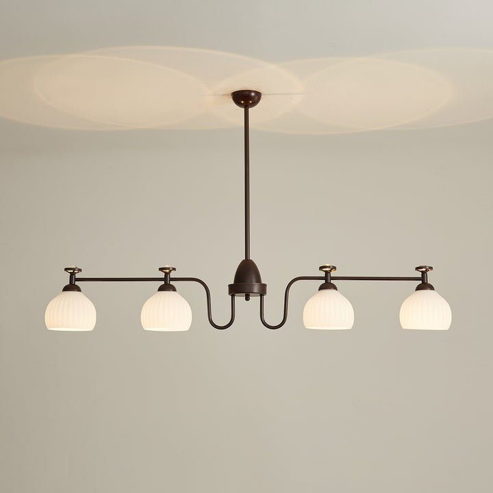 Floral Glass Shade Chandelier – Modern LED Ceiling Light
