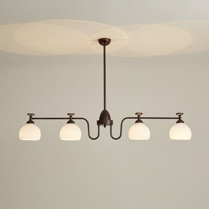 Floral Glass Shade Chandelier – Modern LED Ceiling Light
