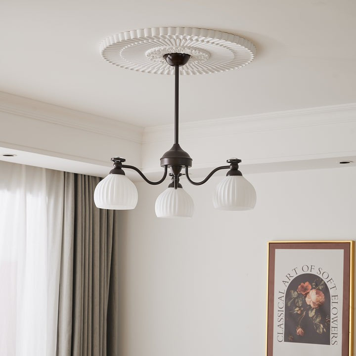 Floral Glass Shade Chandelier – Modern LED Ceiling Light