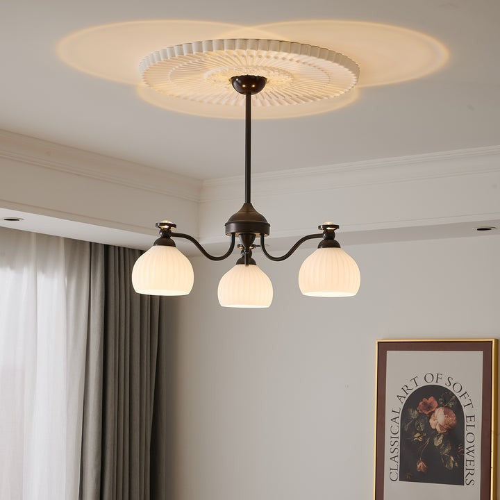 Floral Glass Shade Chandelier – Modern LED Ceiling Light