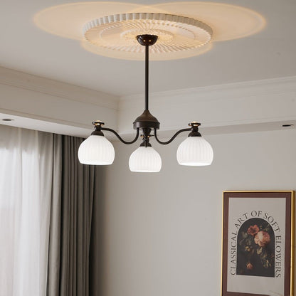 Floral Glass Shade Chandelier – Modern LED Ceiling Light