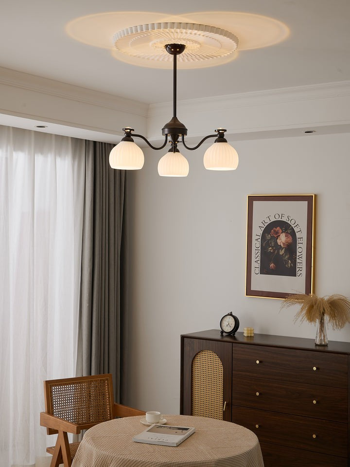 Floral Glass Shade Chandelier – Modern LED Ceiling Light