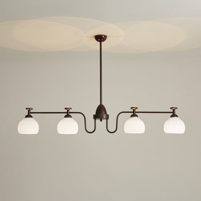Floral Glass Shade Chandelier – Modern LED Ceiling Light