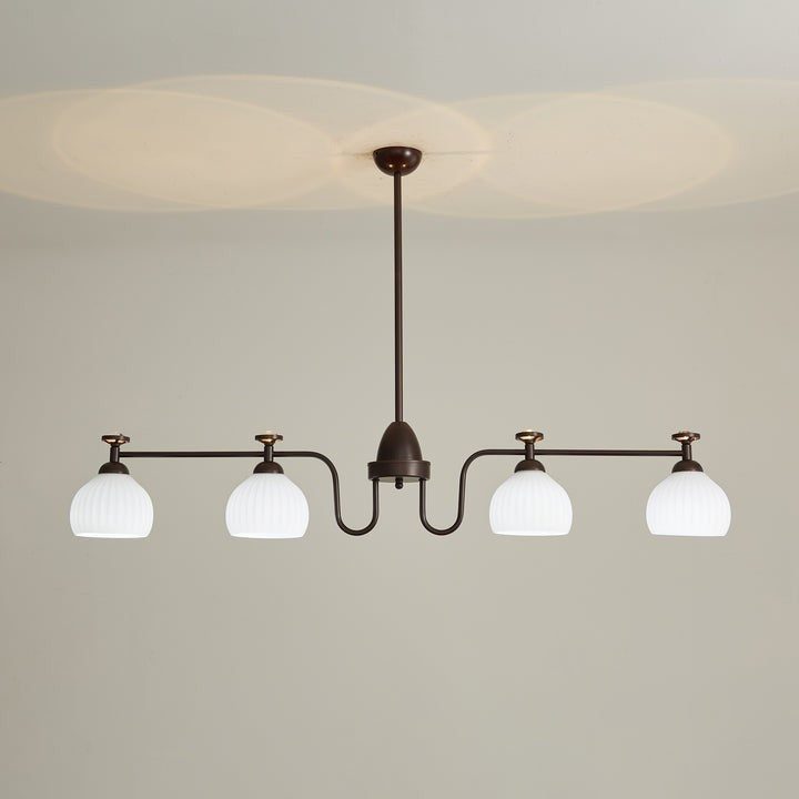 Floral Glass Shade Chandelier – Modern LED Ceiling Light