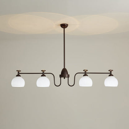 Floral Glass Shade Chandelier – Modern LED Ceiling Light