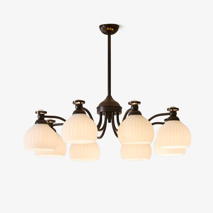 Floral Glass Shade Chandelier – Modern LED Ceiling Light