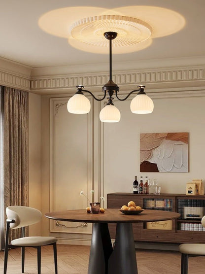 Floral Glass Shade Chandelier – Modern LED Ceiling Light