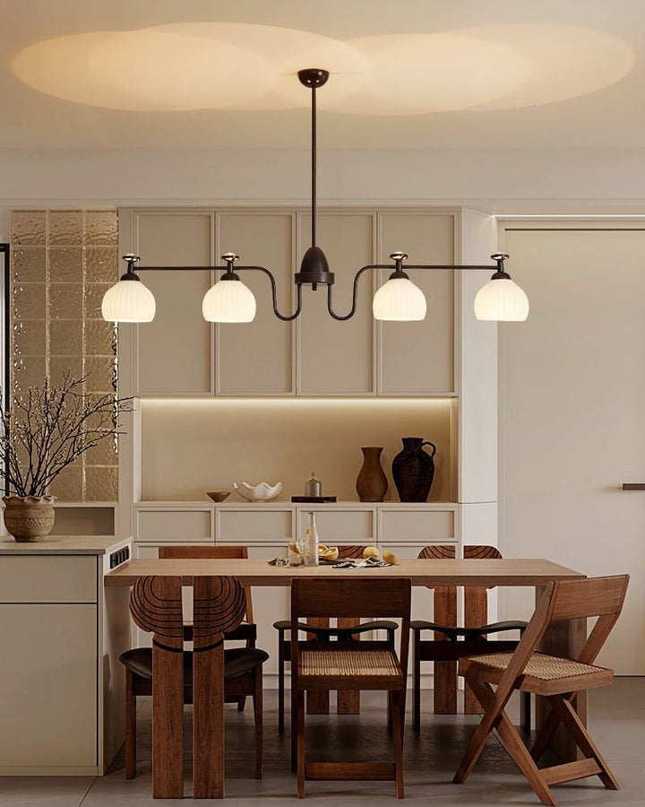 Floral Glass Shade Chandelier – Modern LED Ceiling Light
