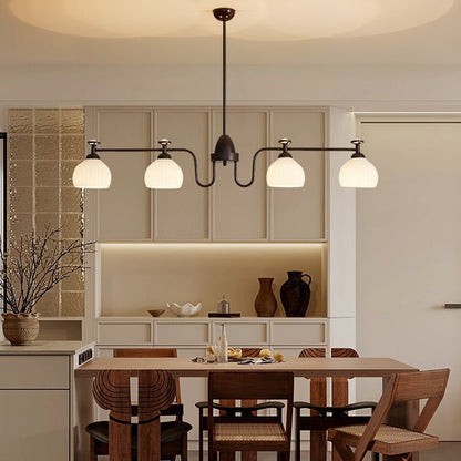 Floral Glass Shade Chandelier – Modern LED Ceiling Light