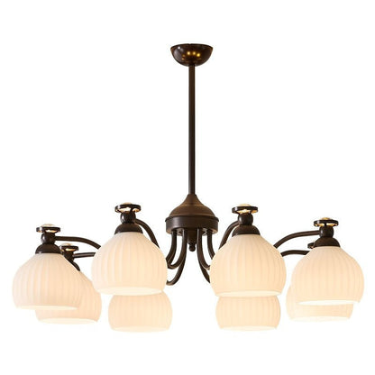 Floral Glass Shade Chandelier – Modern LED Ceiling Light