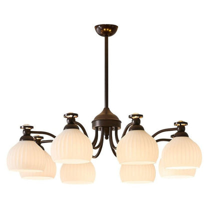 Floral Glass Shade Chandelier – Modern LED Ceiling Light