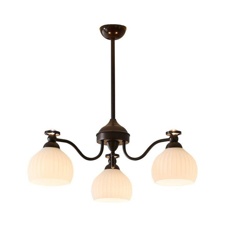 Floral Glass Shade Chandelier – Modern LED Ceiling Light