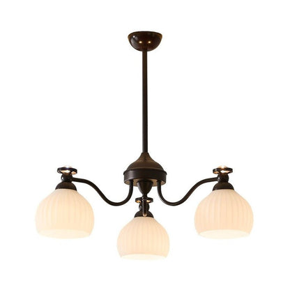 Floral Glass Shade Chandelier – Modern LED Ceiling Light