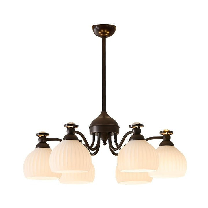 Floral Glass Shade Chandelier – Modern LED Ceiling Light