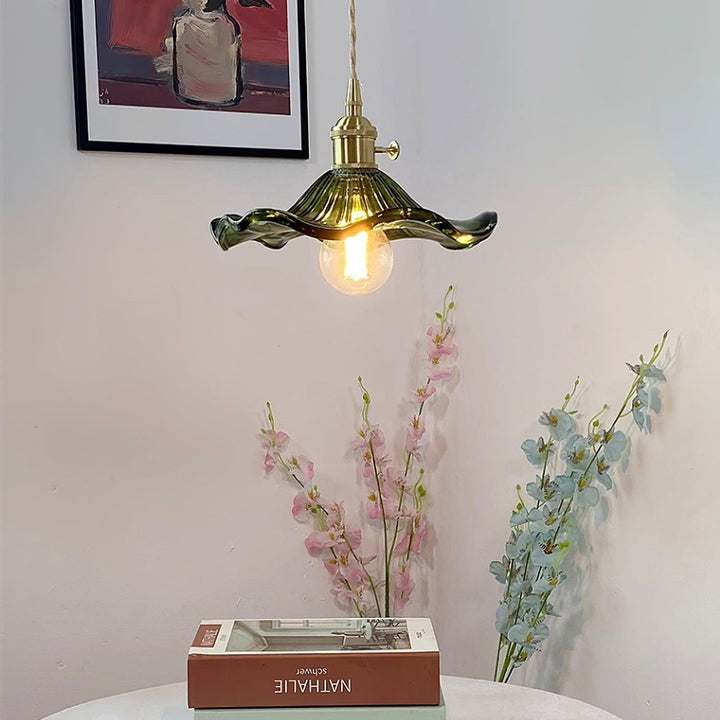 Fluted Hibiscus Glass Swag Pendant Light