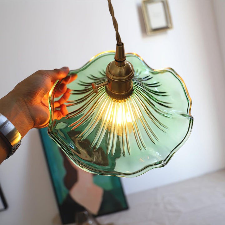 Fluted Hibiscus Glass Swag Pendant Light