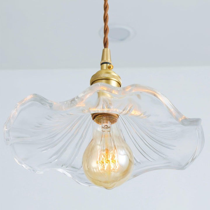 Fluted Hibiscus Glass Swag Pendant Light